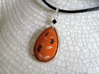 Orange Spring Vines Teardrop Pendant  Pysanky Eggshell Jewelry by So Jeo : pysanky pysanka ukrainian easter egg batik art eggshell jewelry pendants earrings drop dangle etched flowers gift women accessories accessory pendant necklace bail crystal finding sterling silver filled sojeo flowers celtic purple white red pink brown green purple orange cream burgundy magenta teal turqoise crows crow blue black so jeo art handmade